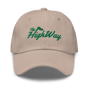 The Highway logo dad hat in stone front view