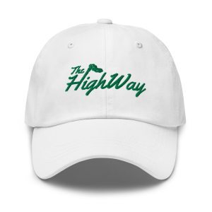 The Highway logo dad hat in white front view
