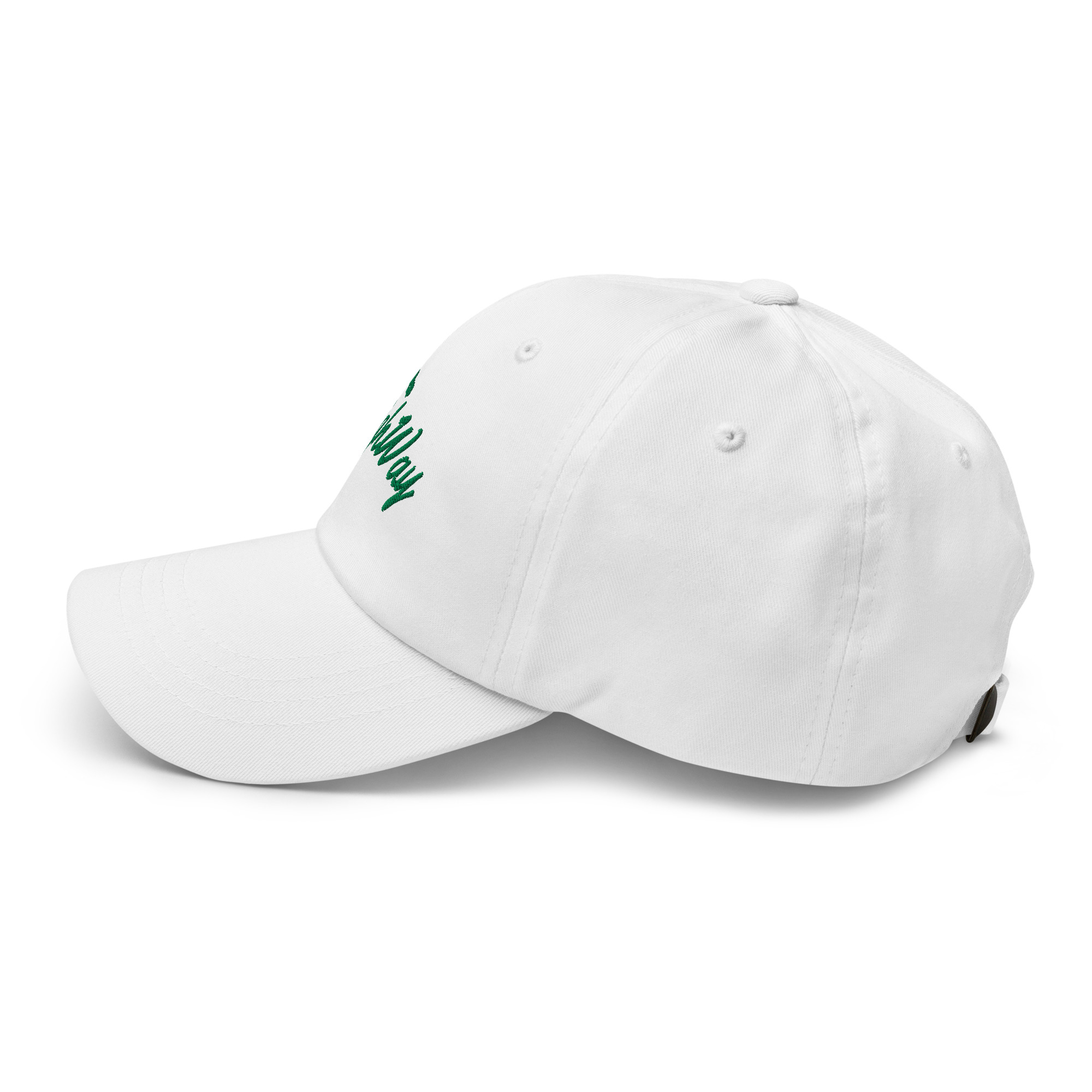 The Highway logo dad hat in white side view