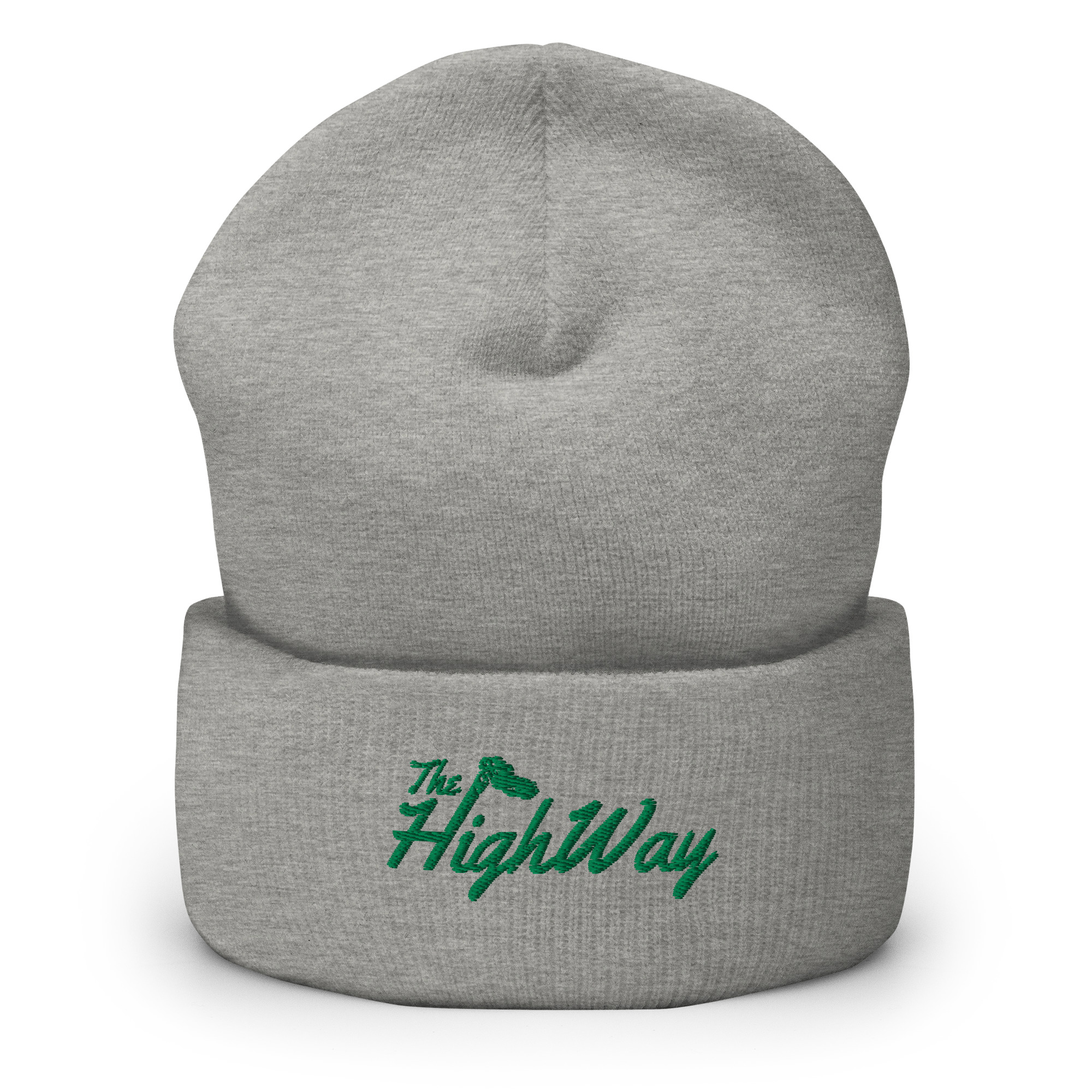 The HighWay logo beanie in heather grey front view
