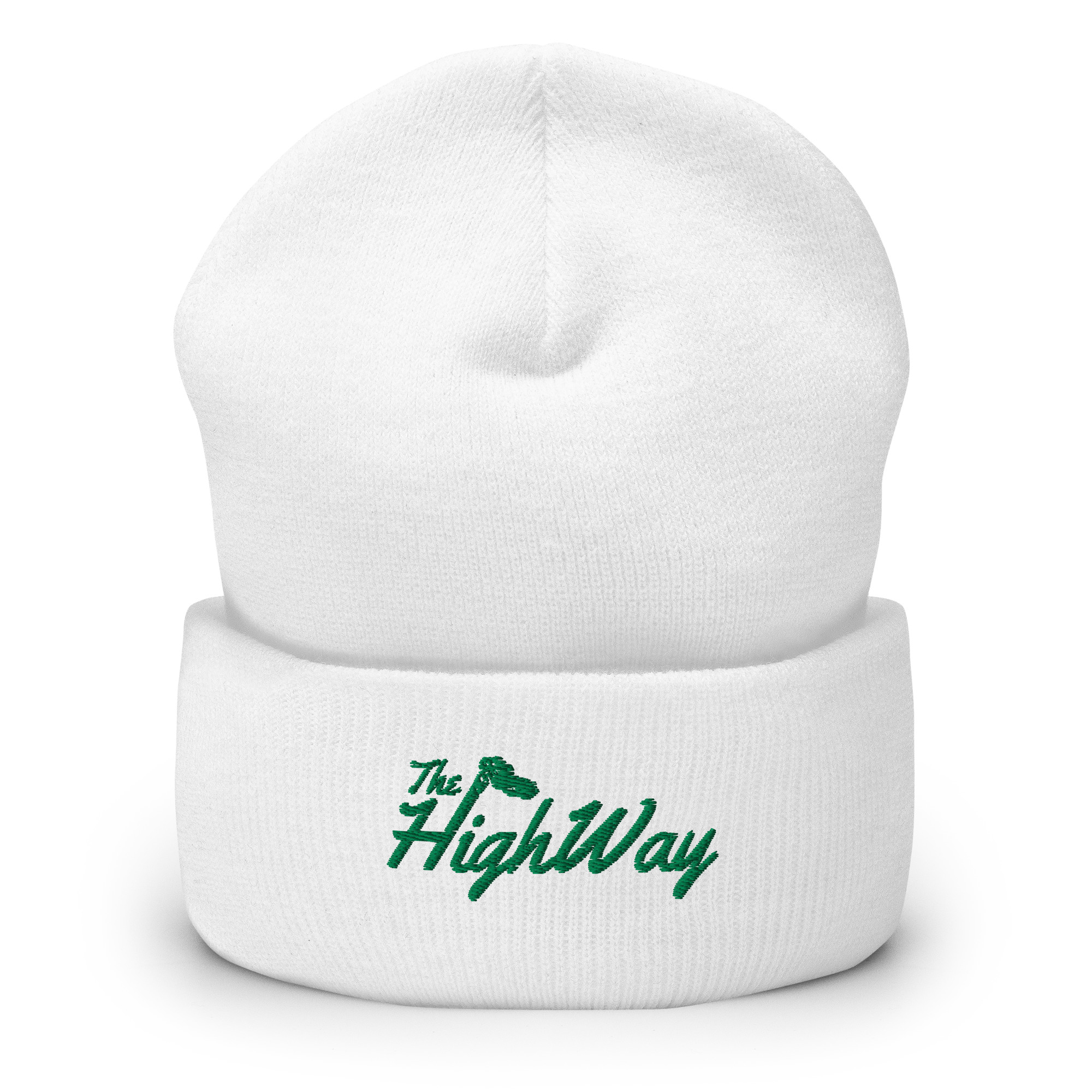 The HighWay logo beanie in white front view