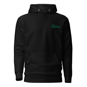 The HighWay logo hoodie in black front view