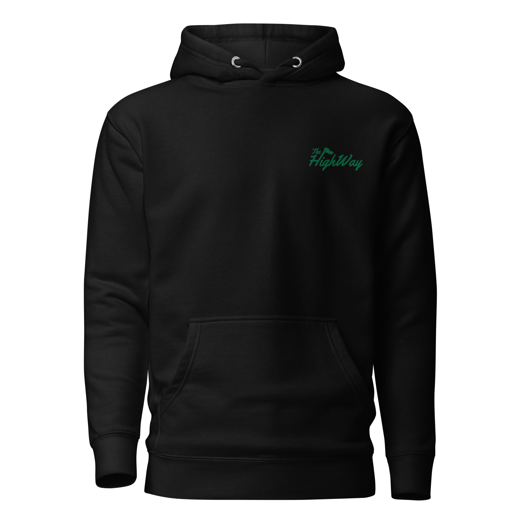 The HighWay logo hoodie in black front view