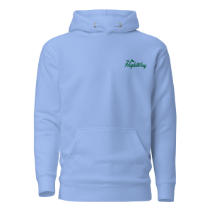 The HighWay logo hoodie in blue front view