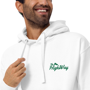 The HighWay logo hoodie zoomed in