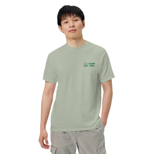 "Plant Dad" shirt in bay on a man front view