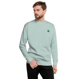 "High as a Kite" sweatshirt in agave front view on a man
