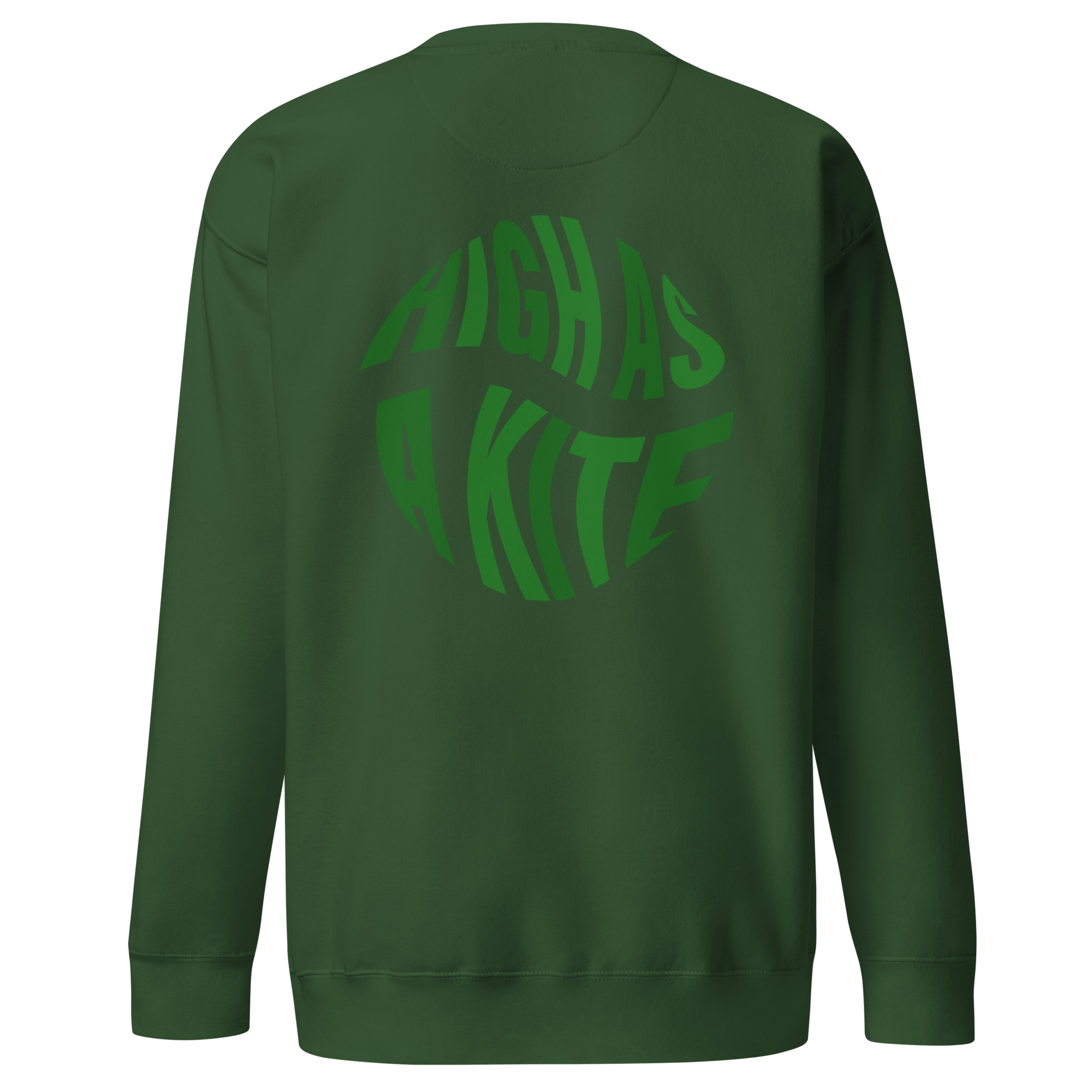 "High as a Kite" sweatshirt in forest green back view