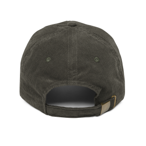 Vintage Corduroy Cap with "Stoned" on the front, back view in black