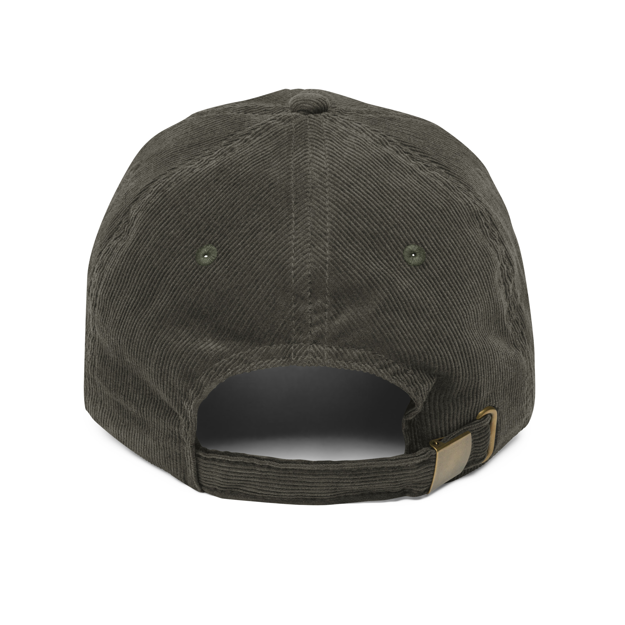 Vintage Corduroy Cap with "Stoned" on the front, back view in black